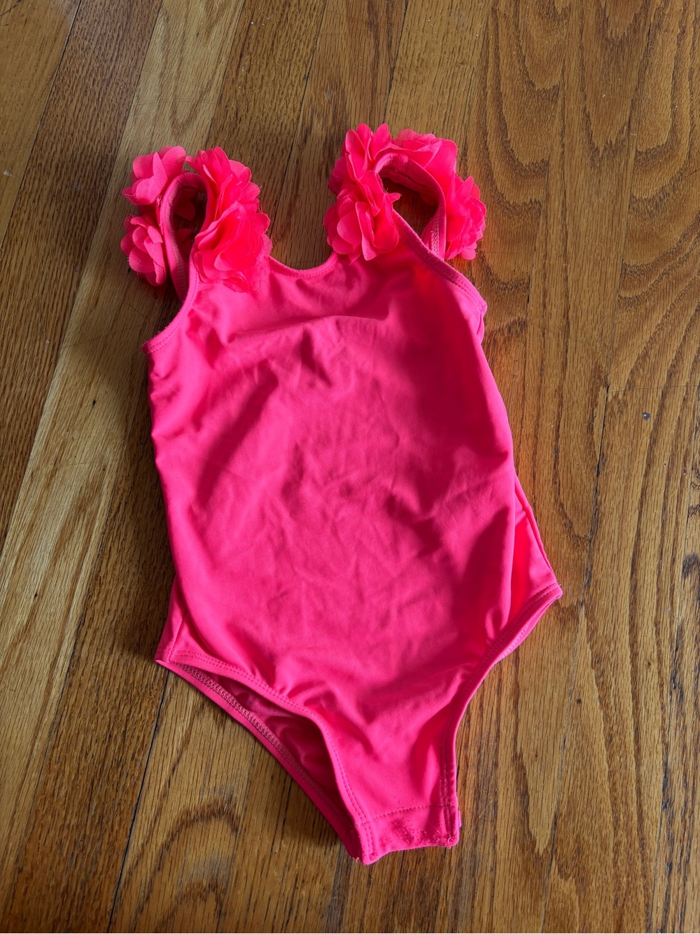 GAP Kids One-Piece Swim - Bright Pink Floral Shoulder Ruffles